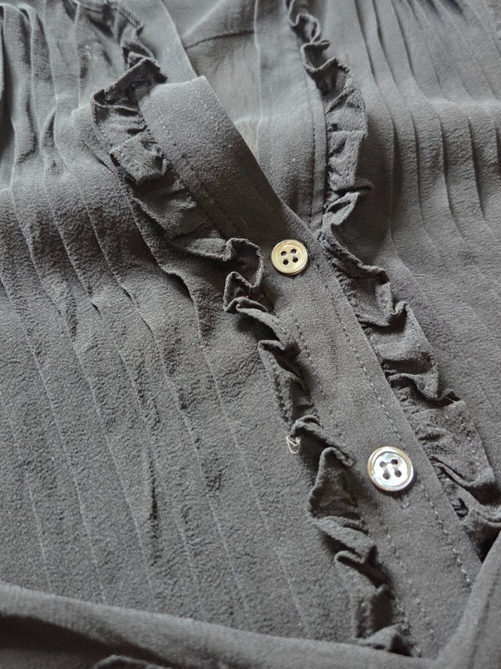 Theory black chiffon silk tuxedo button up top